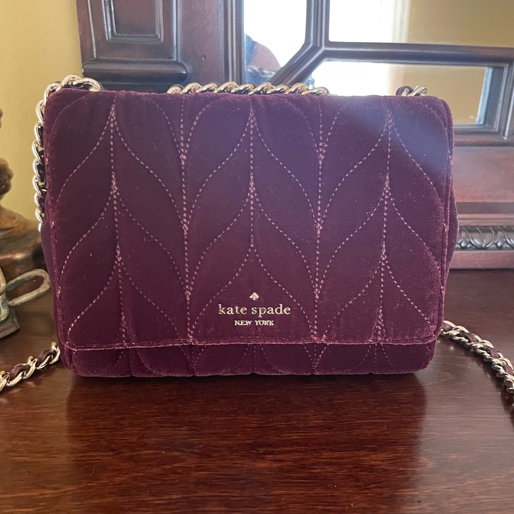 KATE SPADE • Velvet Emelyn Crossbody • Deep purple